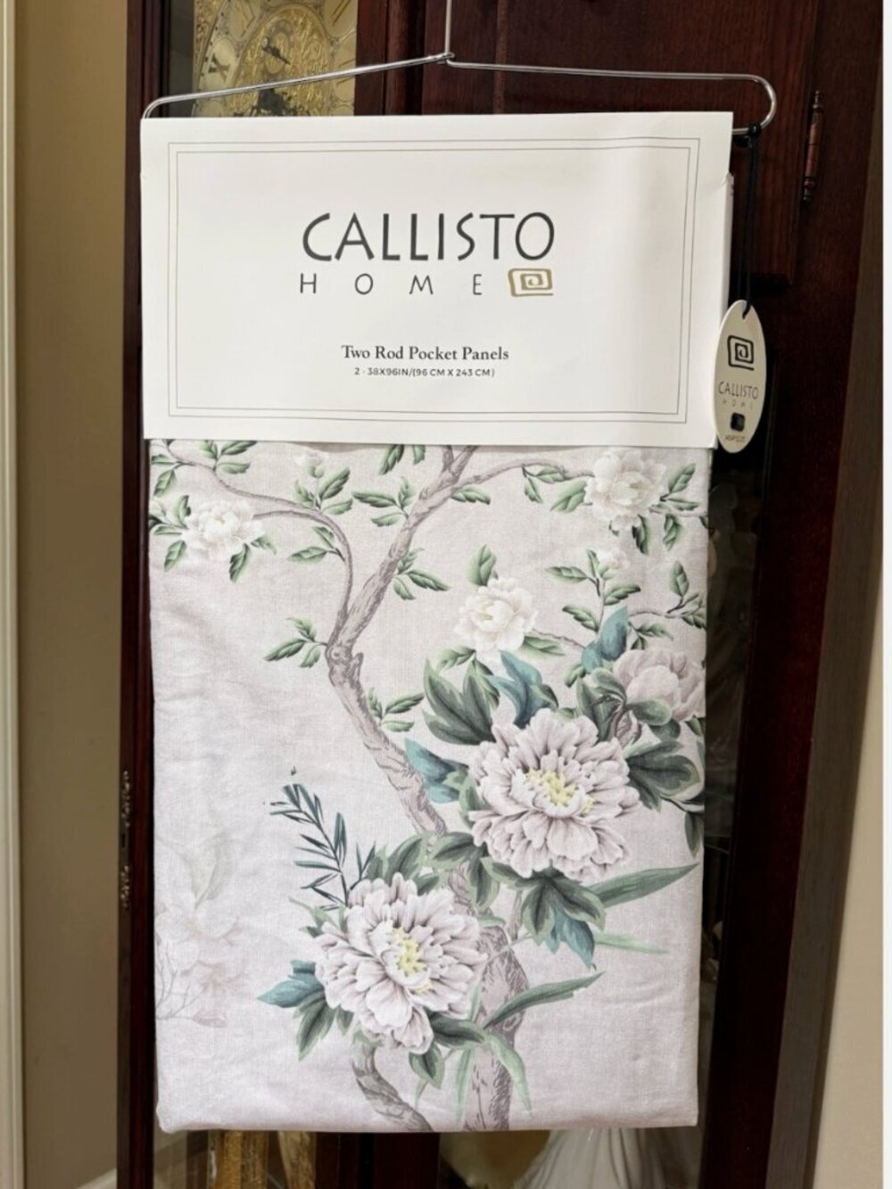 Callisto Velvet Floral Crane Drapers Back Top Grey 2 Window Curtain Panels 38x96